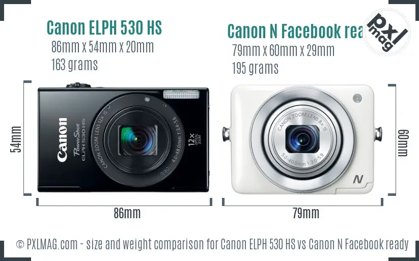 Canon ELPH 530 HS vs Canon N Facebook ready size comparison