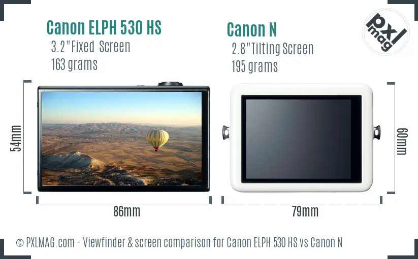 Canon ELPH 530 HS vs Canon N Screen and Viewfinder comparison
