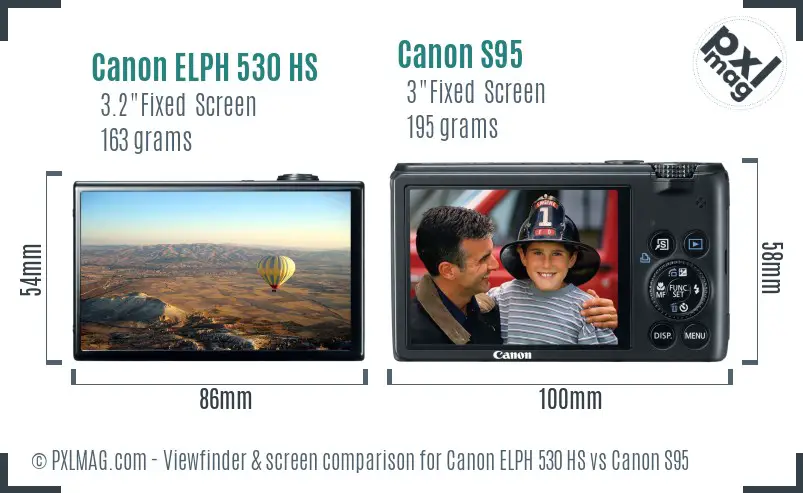 Canon ELPH 530 HS vs Canon S95 Screen and Viewfinder comparison
