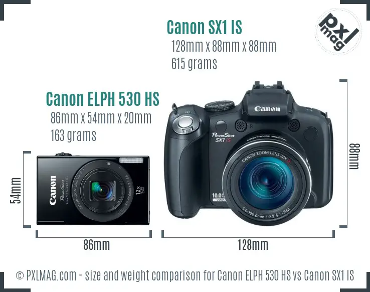 Canon ELPH 530 HS vs Canon SX1 IS size comparison