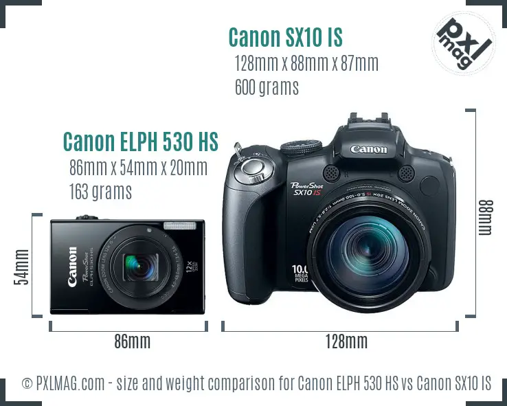 Canon ELPH 530 HS vs Canon SX10 IS size comparison