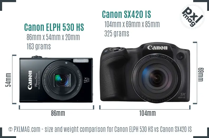 Canon ELPH 530 HS vs Canon SX420 IS size comparison