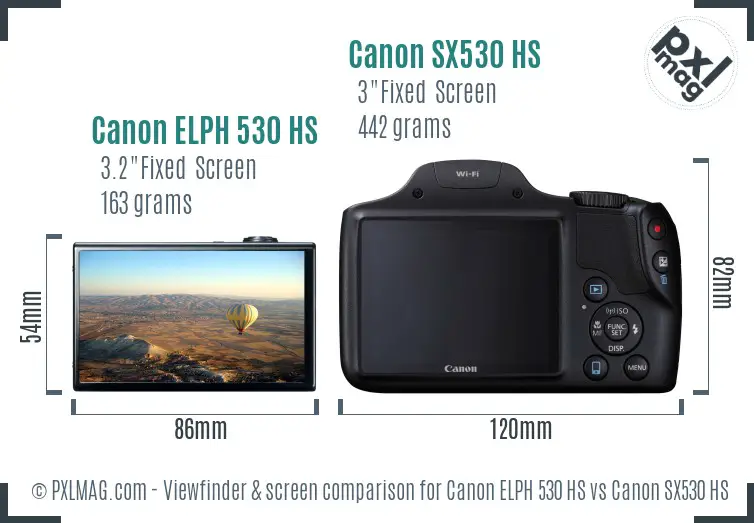 Canon ELPH 530 HS vs Canon SX530 HS Screen and Viewfinder comparison