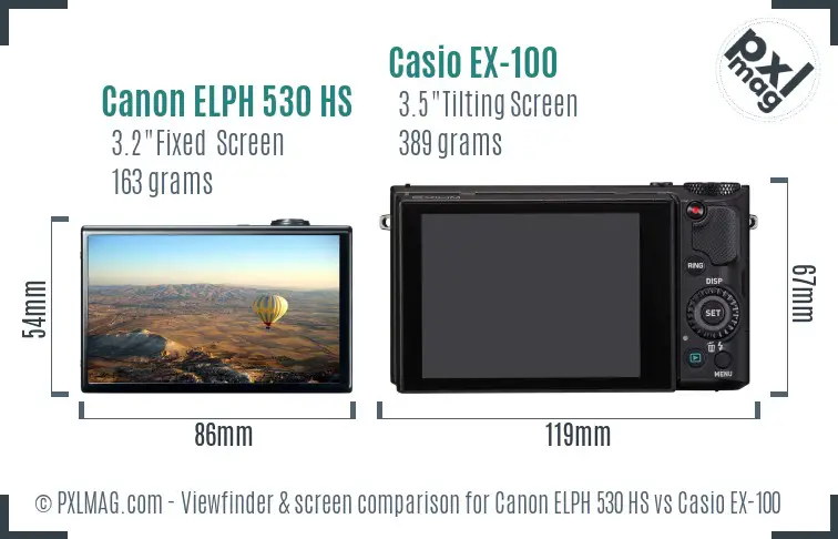 Canon ELPH 530 HS vs Casio EX-100 Screen and Viewfinder comparison Canon ELPH 530 HS vs Casio EX-100 Screen and Viewfinder comparison