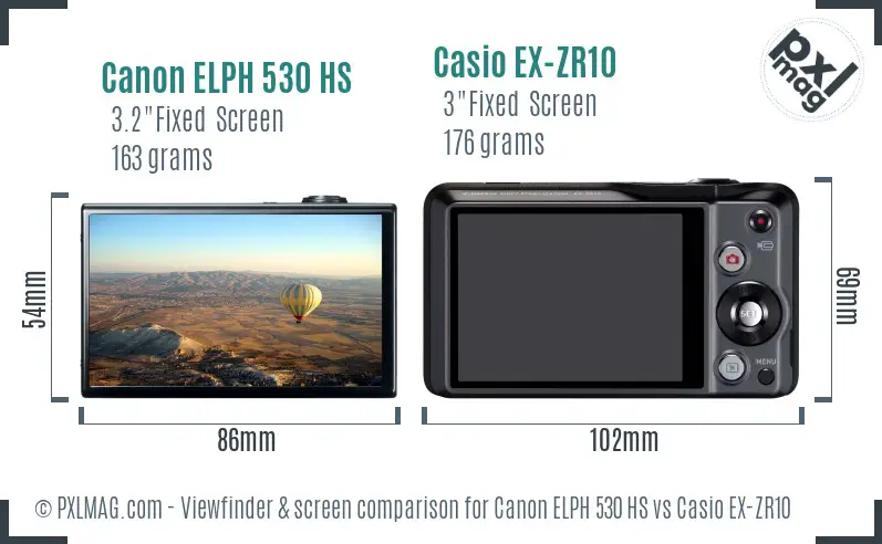 Canon ELPH 530 HS vs Casio EX-ZR10 Screen and Viewfinder comparison Canon ELPH 530 HS vs Casio EX-ZR10 Screen and Viewfinder comparison