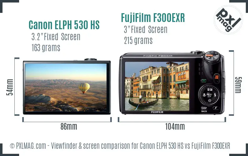 Canon ELPH 530 HS vs FujiFilm F300EXR Screen and Viewfinder comparison