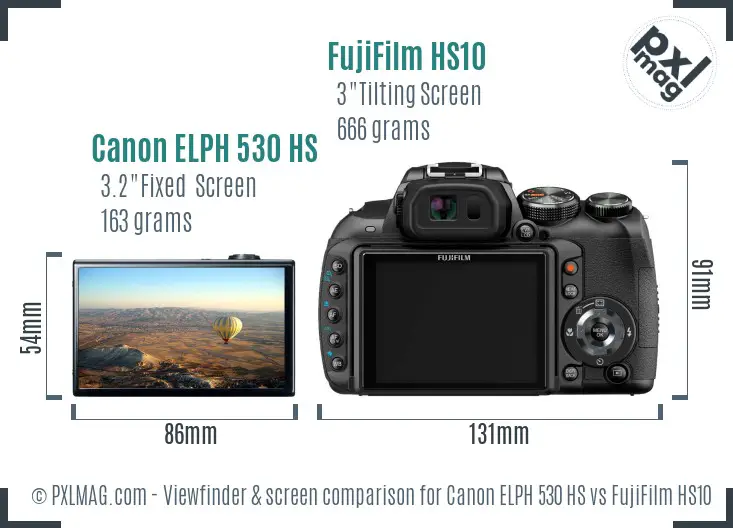 Canon ELPH 530 HS vs FujiFilm HS10 Screen and Viewfinder comparison