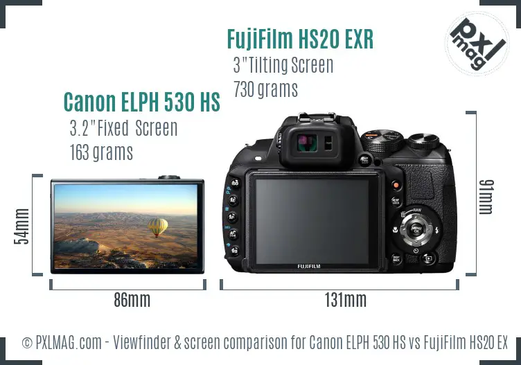 Canon ELPH 530 HS vs FujiFilm HS20 EXR Screen and Viewfinder comparison Canon ELPH 530 HS vs FujiFilm HS20 EXR Screen and Viewfinder comparison