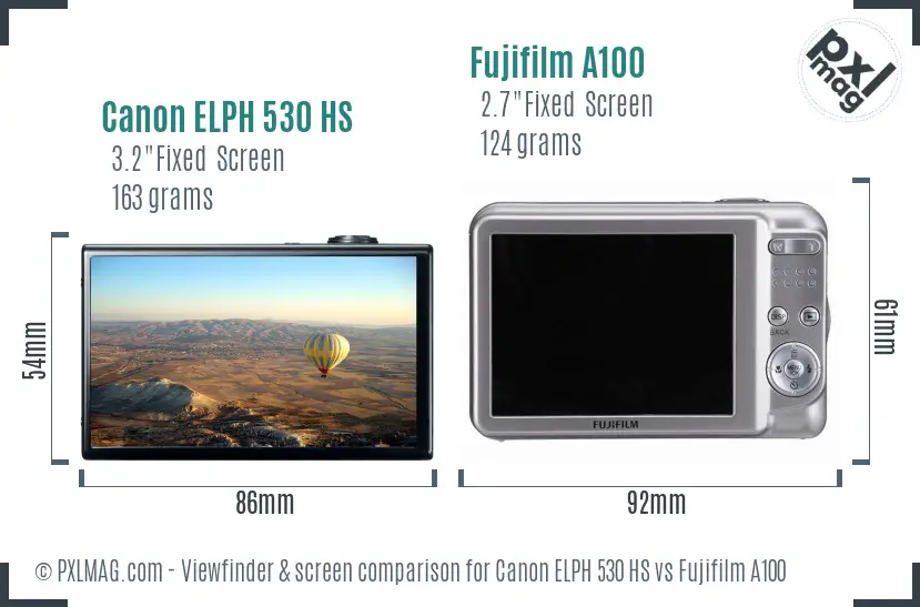 Canon ELPH 530 HS vs Fujifilm A100 Screen and Viewfinder comparison Canon ELPH 530 HS vs Fujifilm A100 Screen and Viewfinder comparison