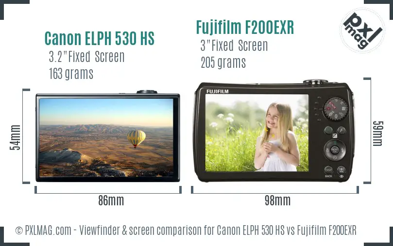 Canon ELPH 530 HS vs Fujifilm F200EXR Screen and Viewfinder comparison Canon ELPH 530 HS vs Fujifilm F200EXR Screen and Viewfinder comparison