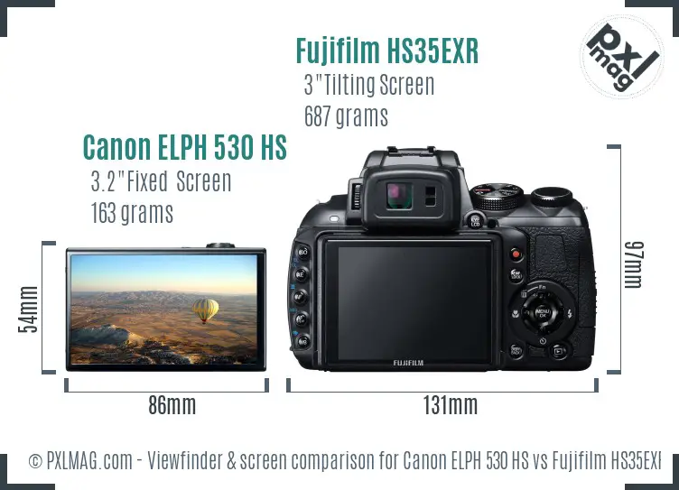 Canon ELPH 530 HS vs Fujifilm HS35EXR Screen and Viewfinder comparison