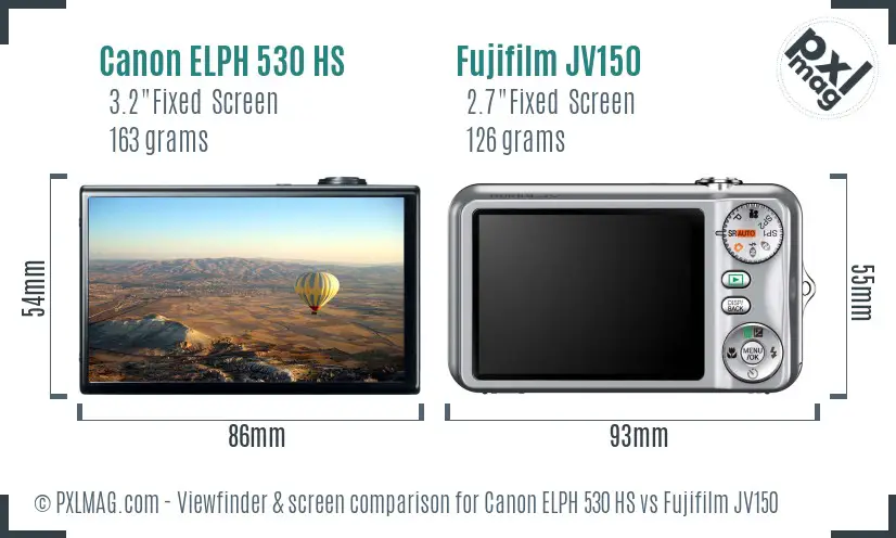 Canon ELPH 530 HS vs Fujifilm JV150 Screen and Viewfinder comparison Canon ELPH 530 HS vs Fujifilm JV150 Screen and Viewfinder comparison