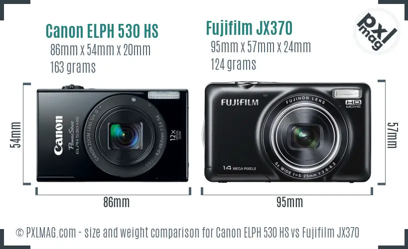 Canon ELPH 530 HS vs Fujifilm JX370 size comparison Canon ELPH 530 HS vs Fujifilm JX370 size comparison