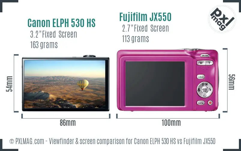 Canon ELPH 530 HS vs Fujifilm JX550 Screen and Viewfinder comparison Canon ELPH 530 HS vs Fujifilm JX550 Screen and Viewfinder comparison