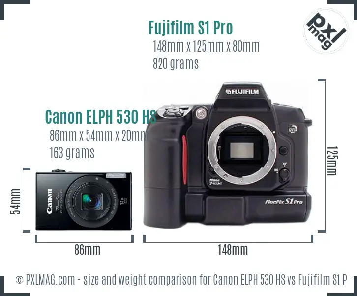 Canon ELPH 530 HS vs Fujifilm S1 Pro size comparison