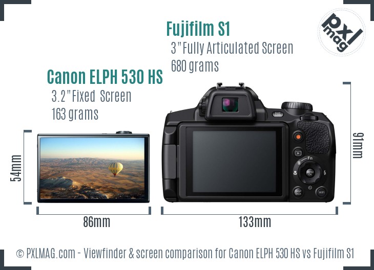 Canon ELPH 530 HS vs Fujifilm S1 Screen and Viewfinder comparison
