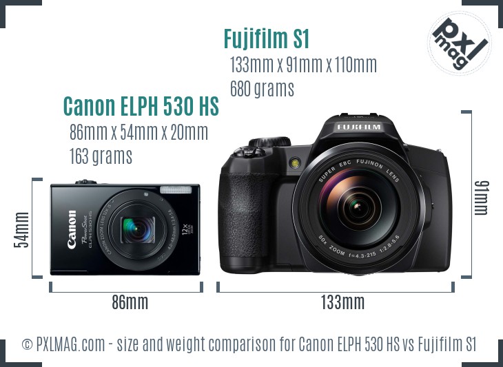 Canon ELPH 530 HS vs Fujifilm S1 size comparison