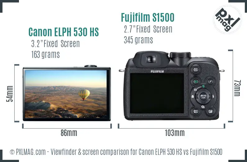 Canon ELPH 530 HS vs Fujifilm S1500 Screen and Viewfinder comparison
