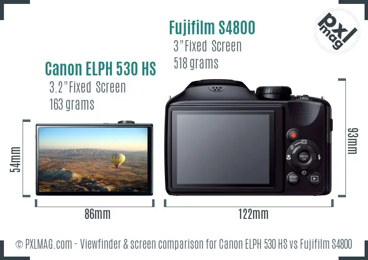 Canon ELPH 530 HS vs Fujifilm S4800 Screen and Viewfinder comparison Canon ELPH 530 HS vs Fujifilm S4800 Screen and Viewfinder comparison