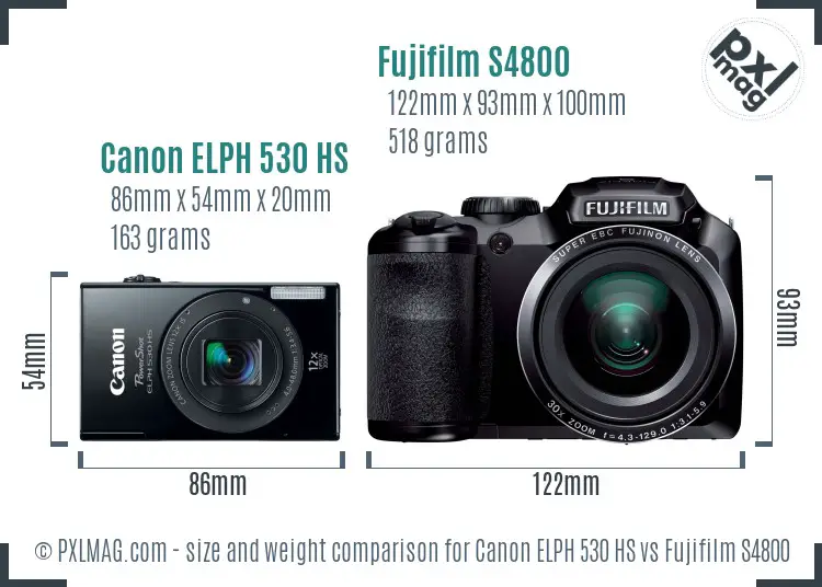 Canon ELPH 530 HS vs Fujifilm S4800 size comparison Canon ELPH 530 HS vs Fujifilm S4800 size comparison