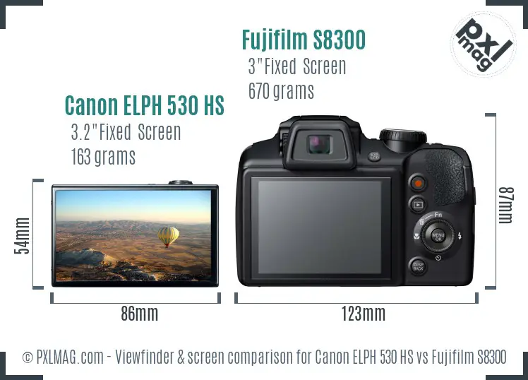 Canon ELPH 530 HS vs Fujifilm S8300 Screen and Viewfinder comparison