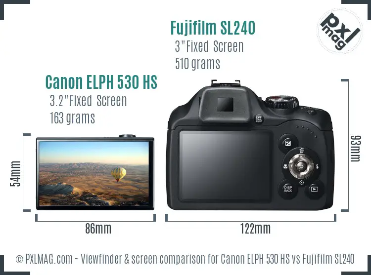 Canon ELPH 530 HS vs Fujifilm SL240 Screen and Viewfinder comparison