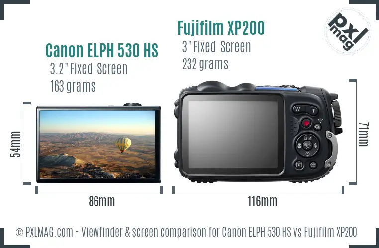 Canon ELPH 530 HS vs Fujifilm XP200 Screen and Viewfinder comparison Canon ELPH 530 HS vs Fujifilm XP200 Screen and Viewfinder comparison