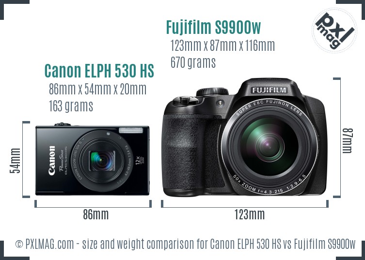 Canon ELPH 530 HS vs Fujifilm S9900w size comparison