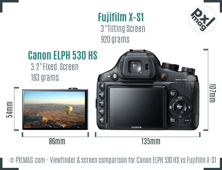 Canon ELPH 530 HS vs Fujifilm X-S1 Screen and Viewfinder comparison