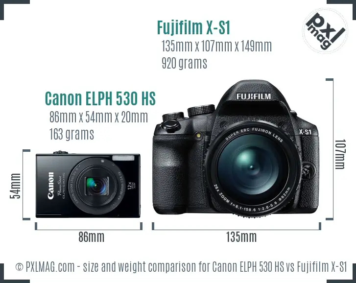 Canon ELPH 530 HS vs Fujifilm X-S1 size comparison
