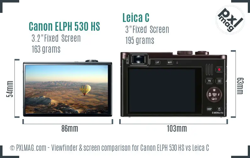 Canon ELPH 530 HS vs Leica C Screen and Viewfinder comparison