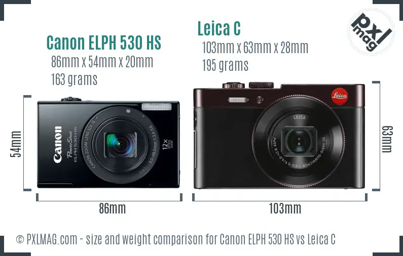 Canon ELPH 530 HS vs Leica C size comparison