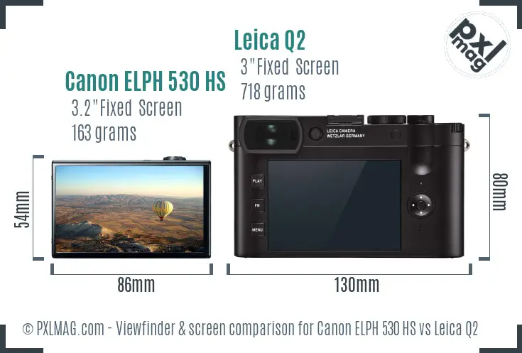 Canon ELPH 530 HS vs Leica Q2 Screen and Viewfinder comparison