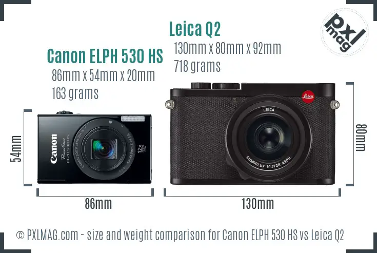 Canon ELPH 530 HS vs Leica Q2 size comparison