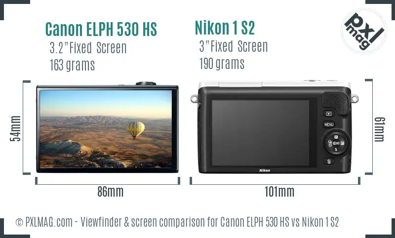 Canon ELPH 530 HS vs Nikon 1 S2 Screen and Viewfinder comparison