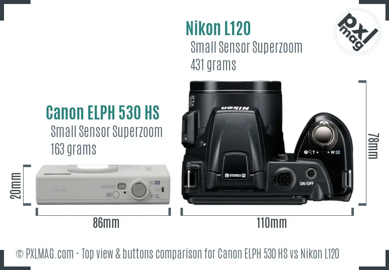 Canon ELPH 530 HS vs Nikon L120 top view buttons comparison