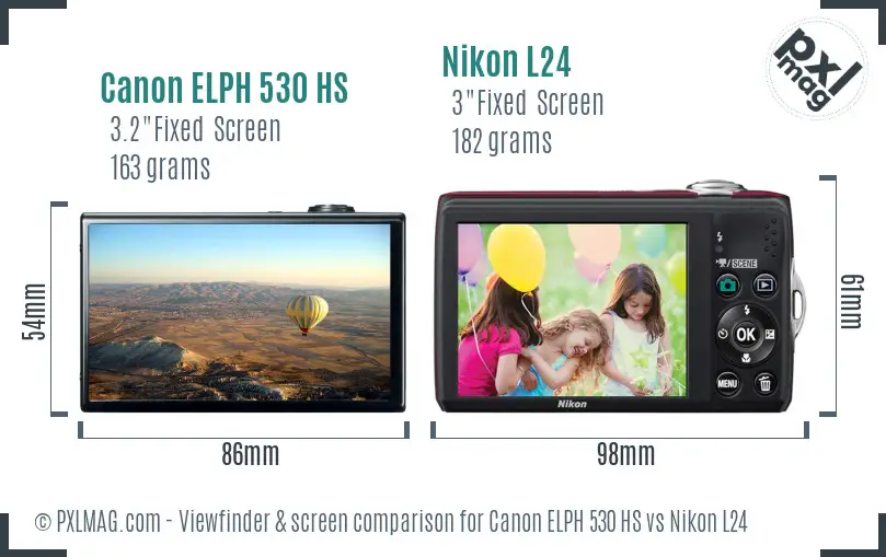 Canon ELPH 530 HS vs Nikon L24 Screen and Viewfinder comparison Canon ELPH 530 HS vs Nikon L24 Screen and Viewfinder comparison