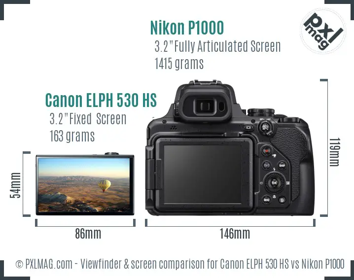 Canon ELPH 530 HS vs Nikon P1000 Screen and Viewfinder comparison Canon ELPH 530 HS vs Nikon P1000 Screen and Viewfinder comparison