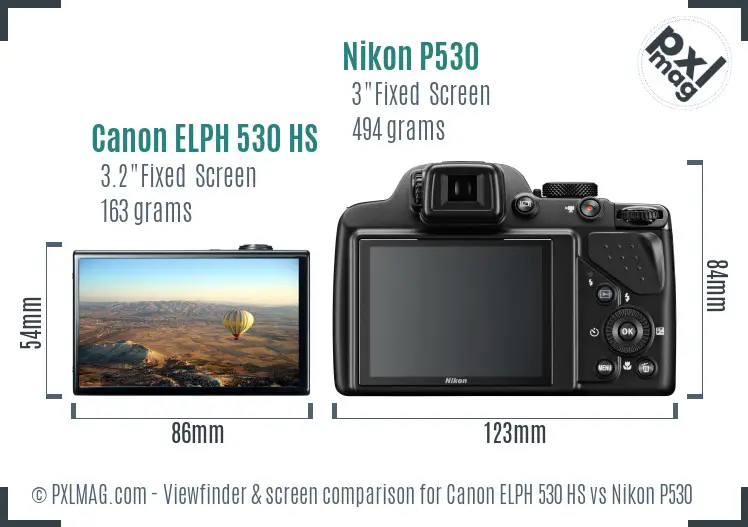 Canon ELPH 530 HS vs Nikon P530 Screen and Viewfinder comparison