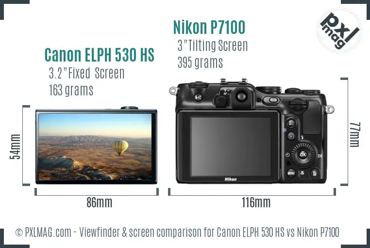 Canon ELPH 530 HS vs Nikon P7100 Screen and Viewfinder comparison