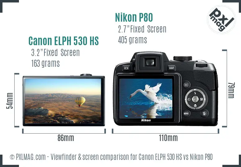 Canon ELPH 530 HS vs Nikon P80 Screen and Viewfinder comparison