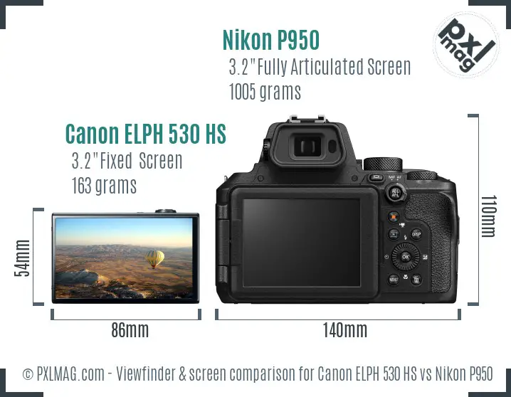 Canon ELPH 530 HS vs Nikon P950 Screen and Viewfinder comparison