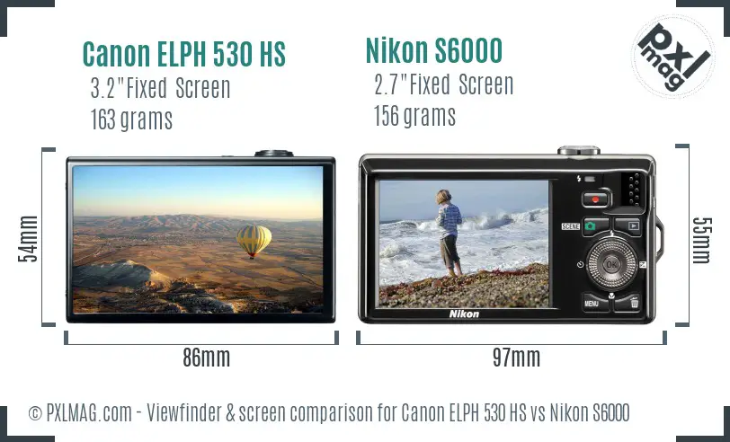 Canon ELPH 530 HS vs Nikon S6000 Screen and Viewfinder comparison