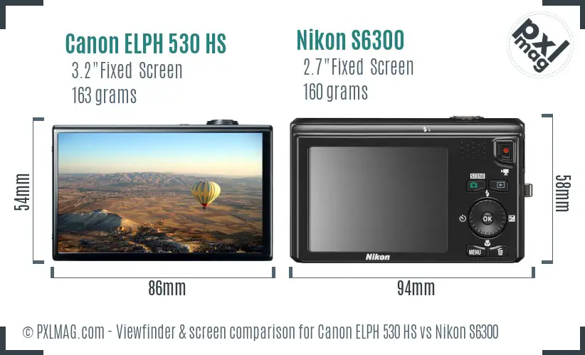 Canon ELPH 530 HS vs Nikon S6300 Screen and Viewfinder comparison Canon ELPH 530 HS vs Nikon S6300 Screen and Viewfinder comparison