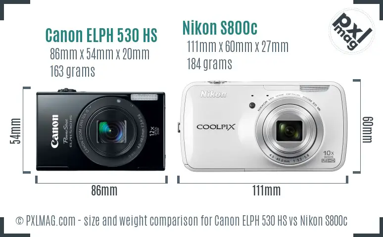 Canon ELPH 530 HS vs Nikon S800c size comparison