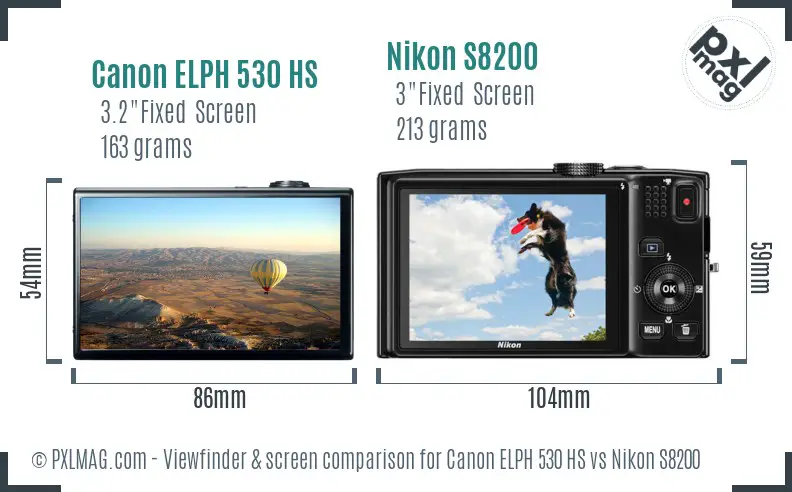 Canon ELPH 530 HS vs Nikon S8200 Screen and Viewfinder comparison Canon ELPH 530 HS vs Nikon S8200 Screen and Viewfinder comparison