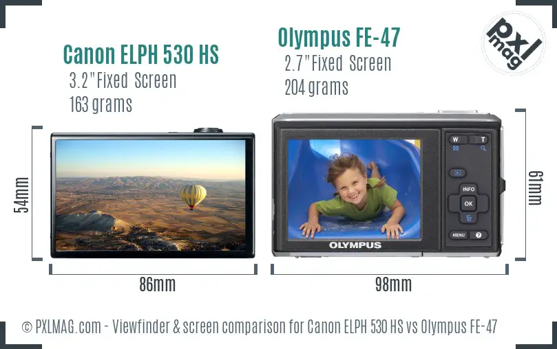 Canon ELPH 530 HS vs Olympus FE-47 Screen and Viewfinder comparison Canon ELPH 530 HS vs Olympus FE-47 Screen and Viewfinder comparison