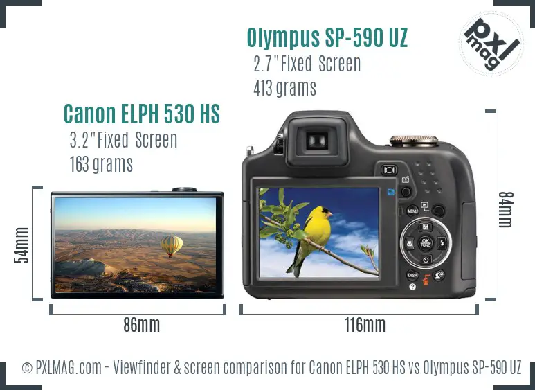 Canon ELPH 530 HS vs Olympus SP-590 UZ Screen and Viewfinder comparison