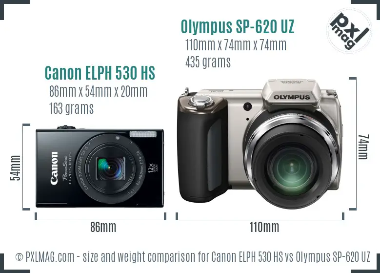 Canon ELPH 530 HS vs Olympus SP-620 UZ size comparison Canon ELPH 530 HS vs Olympus SP-620 UZ size comparison