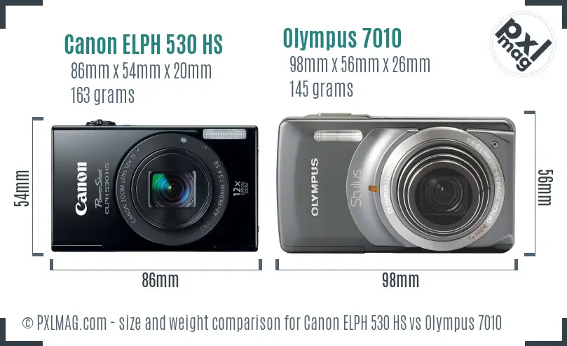 Canon ELPH 530 HS vs Olympus 7010 size comparison Canon ELPH 530 HS vs Olympus 7010 size comparison